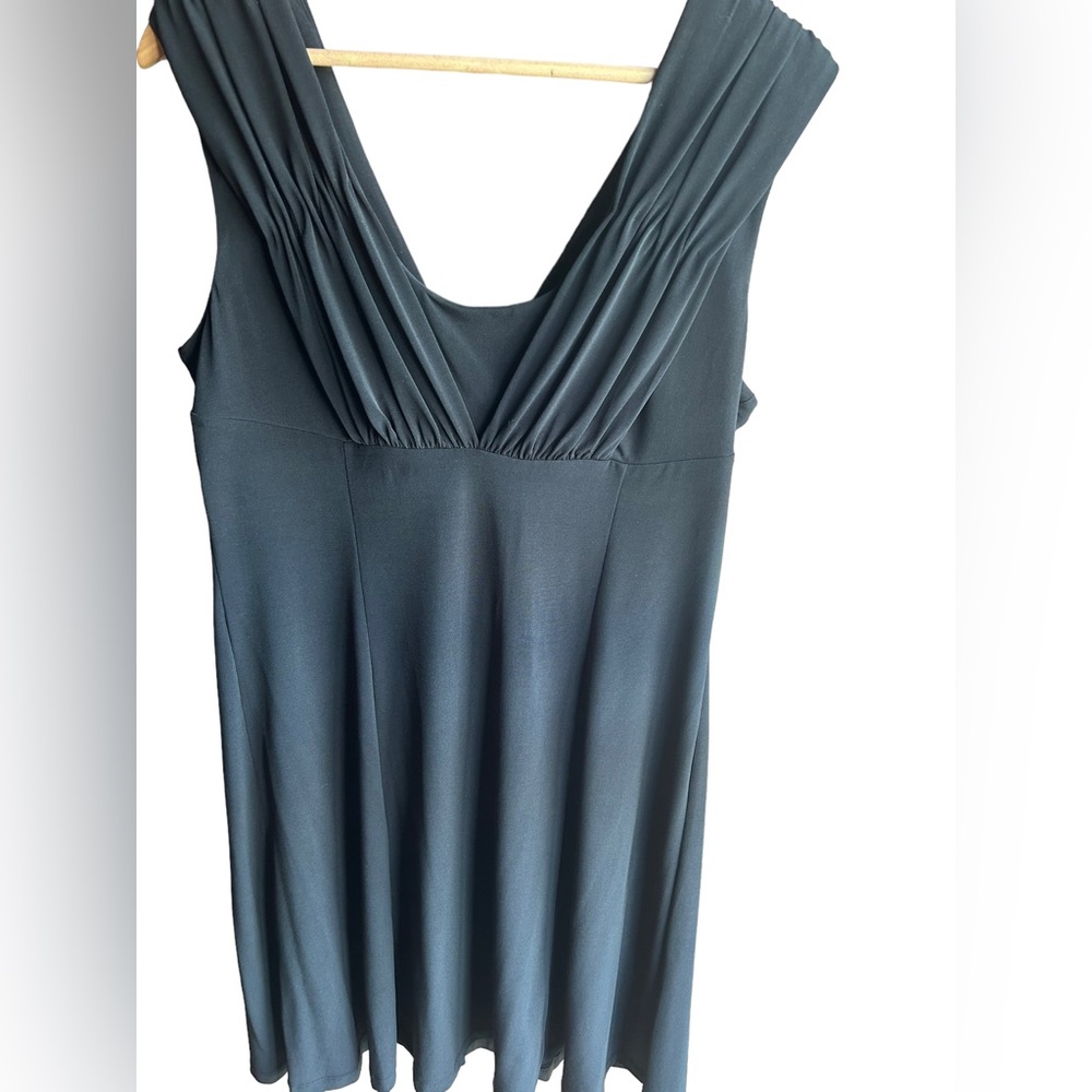 Calvin Klein Empire Waist Flare Skirt Cocktail Dress Sleeveless Black Size 14